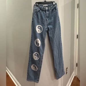 PacSun Womens Blue Denim 90's Boyfriend Yin & Yang Jeans